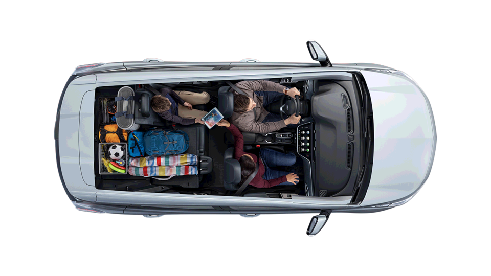 Configuración de carga del nuevo auto eléctrico Chevrolet Bolt EUV con asiento trasero reclinado