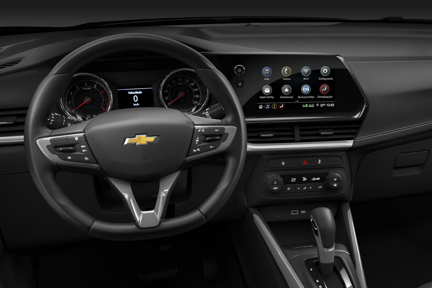 Vista completa del tablero digital de la Chevrolet Montana.
