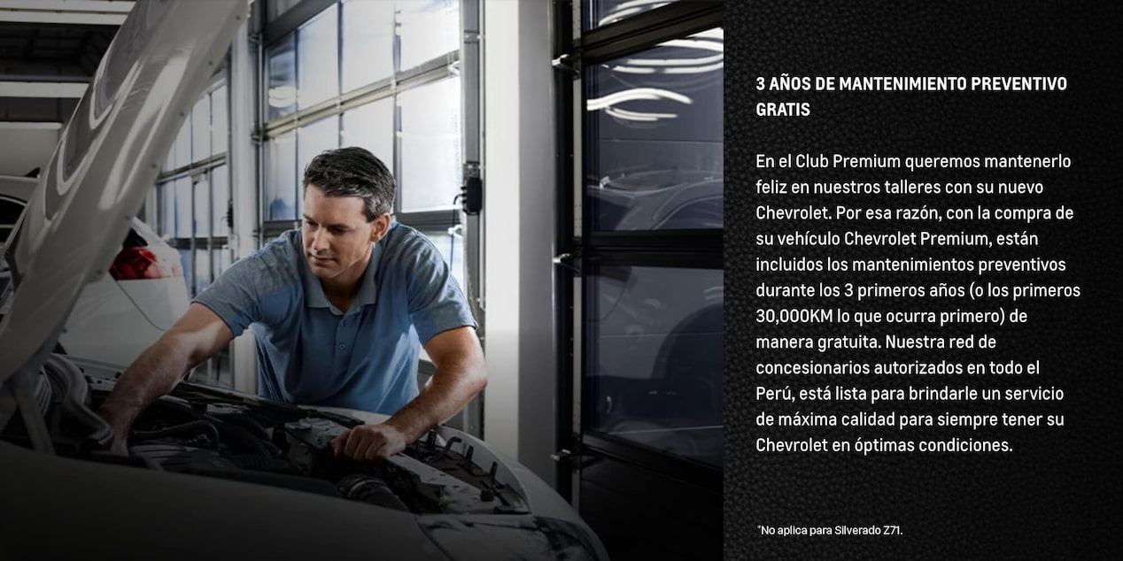 Club Premium Chevrolet - 3 años de mantenimiento preventivo gratis