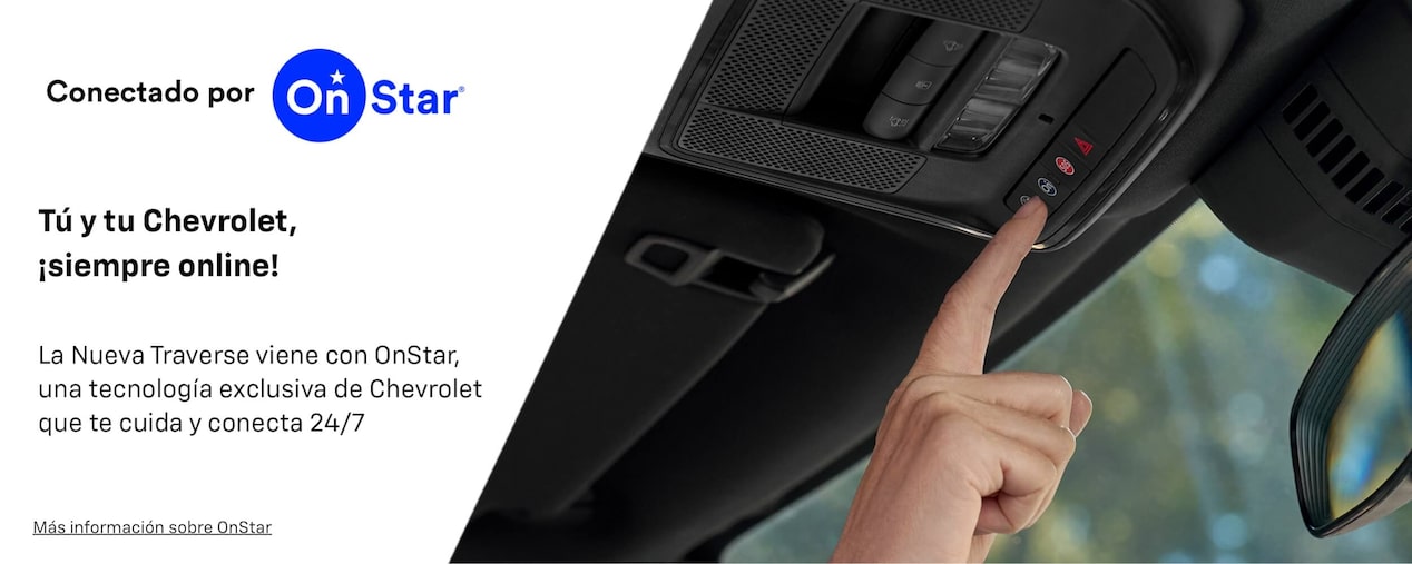 Chevrolet Perú - Conectado por OnStar. Tú y tu Chevrolet, ¡siempre online! La Nueva Traverse viene con OnStar, una tecnología exclusiva de Chevrolet que te cuida y conecta 24/7.