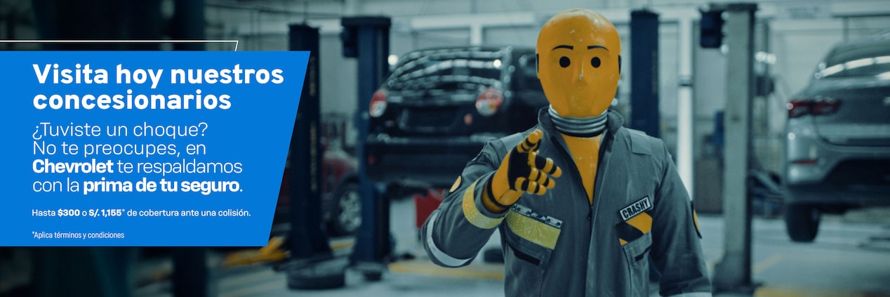Chevrolet Perú - Visita hoy nuestros concesionarios. ¿Tuviste un choque? No te preocupes, en Chevrolet te respaldamos con la prima de tu seguro.
